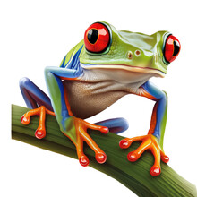 Red Eyed Tree Frog On A Transparent Background. For Decorating Projects. Generative AI