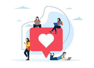 vector colorful illustration of communication via internet, social network, chat, video, news, messa