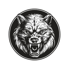 Wall Mural - werewolf, vintage logo line art concept black and white color, hand drawn illustration