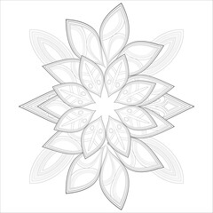 Decorative Doodle flowers in black and white for coloringbook, cover, background, invitation card. Hand drawn sketch for adult anti stress coloring page isolated in white background.-vector