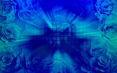 Wall Mural - beautiful blue roses flower and white lines and speed on blur roses flower background, fashion, nature, banner, template, copy space