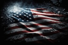Waving Usa Flag Background With Splash Generated Ai