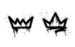 set of Spray painted graffiti crown sign in black over white. Crown drip symbol. isolated on white background. vector illustration