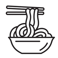 Wall Mural - Line drawing of noodles in a bowl, continuous line illustration.