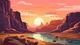 Fototapeta  - grand canyon sunset illustration background