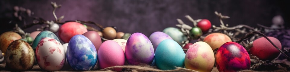 Wall Mural - Colorful Easter eggs banner background