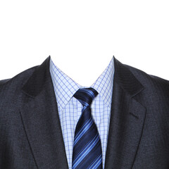 Wall Mural - Men's suit with plaid shirt. Suit with tie. Business suit on a white background.