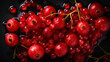 Fresh ripe redcurrant with water drops background. Berries backdrop. Generative AI