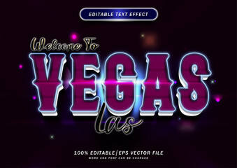Poster - 3d Luxury Welcome to Las Vegas text effect. Neon Font style Editable. mockup text effect