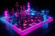 neon chess battle between two players, with each moving their pieces in turn, created with generative ai
