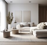 Fototapeta Panele - Large luxury modern bright interiors Living room. Generative Ai.