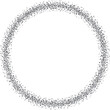 Circular border made with small dots, gray. A circular border to use as a frame for your designs, made with messy, irregular gray dots.
