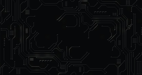 Poster - Background of Electric circuit metal black. High-tech circuit board connection system. futuristic digital innovation background.