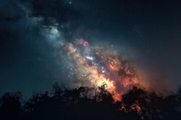 Wall Mural - nebula with bright star shining through, illuminating the scene, created with generative ai