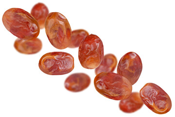 Wall Mural - Levitation of dried dates isolated on a transparent background.