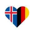 unity concept. heart shape icon of iceland and germany flags. vector illustration isolated on white background