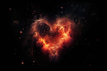 Wall Mural - heart-shaped nebula with bright stars in the background, created with generative ai