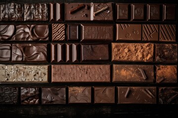 Poster - a variety of different chocolate bars, each with its own unique flavor and texture, created with generative ai