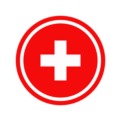 medical first aid plus red sign isolated vector illustration