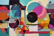 mixed-media geometric painting with saturated colors and bold shapes, created with generative ai