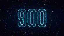 Futuristic Blue Colorful Shiny Number 900 Lines Effect With Square Dots And Lines Sparkle Texture
