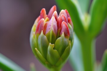 Poster - close-up of vibrant flower bud, ready to bloom, created with generative ai