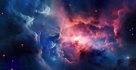 illustration depicting space with beautiful stars in shades of blue and pink. generative ai