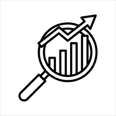 Fototapete - Searching charts line icon, Marketing Research icon, vector illustration on white background