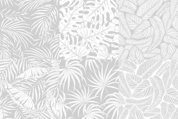 Wall Mural - Tropical exotic leaves set or plant seamless pattern for summer background and beach wallpaper