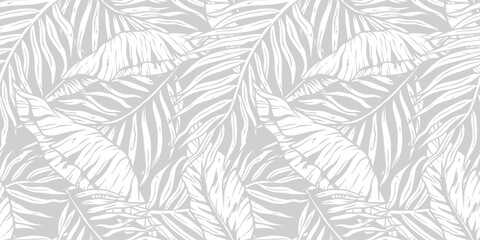 tropical exotic leaves or plant seamless pattern for summer background and beach wallpaper