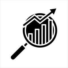 Fototapete - Searching charts line icon, Marketing Research icon, vector illustration on white background