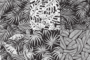 Wall Mural - Tropical exotic leaves set or plant seamless pattern collection for summer background and beach wallpaper.