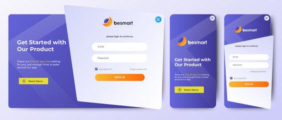 Poster - Set of Sign Up and Sign In forms for web and mobile.Registration and login forms page. Professional web design, full set of elements. User-friendly design materials