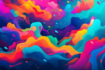 Sticker - Colorful abstract background with lots of different colored shapes and colors on it. Generative AI.