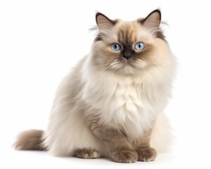  photo of Himalayan cat isolated on white background. Generative AI