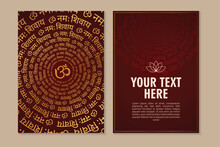 OM Namah Shivay. Hindu God Shiva Mantra Golden Cover Vector Illustration Design For Cards, Invitations, Templates, Background
