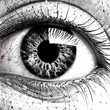 Schwarz weiß Auge - Iris - Wimpern - Sommersprossen