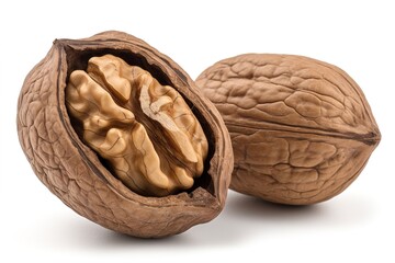 Poster - walnut wood isolated on white background. Generated by AI