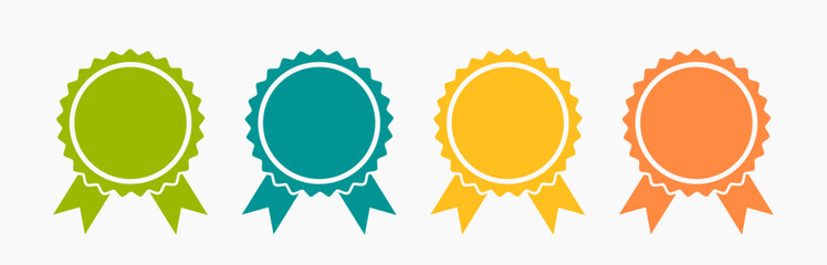 Wall Mural - round award badges with ribbons labels set, flat design icons.