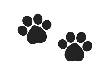 Wall Mural - two cat paw prints icons on transparent background. png illustration.
