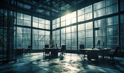 Wall Mural - glass office space with large windows and a table