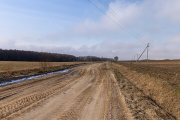 Wall Mural - a broken country road at the beginning of spring