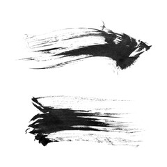 Wall Mural - abstract vector paint smears set. hand drawn design element. black ink marks on white background. gr