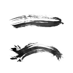 Wall Mural - abstract vector paint smears set. hand drawn design element. black ink marks on white background. gr