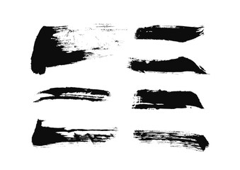 Wall Mural - abstract vector paint smears set. hand drawn design element. black ink marks on white background. gr