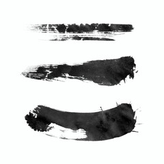 Wall Mural - abstract vector paint smears set. hand drawn design element. black ink marks on white background. gr