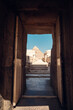 Passage to temple of the Sphinx. Ancient Egyptian ruins in the Giza plateau. Cairo Egypt.