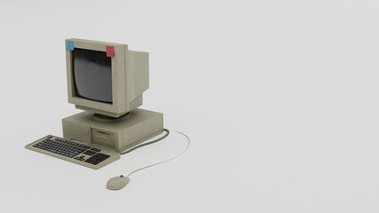 Poster - old computer isolated on white background.