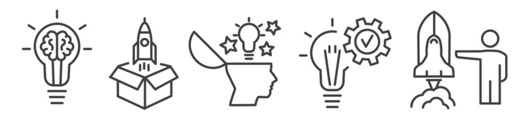 Wall Mural - create ideas and thinking outside the box -thin line icon set