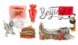 © Irina Malina - China , the sights of Beijing , postcard , marker drawing